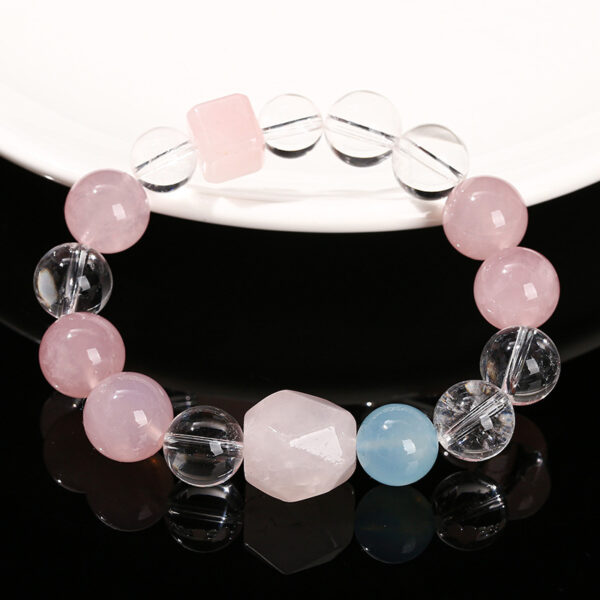 "Danza del Alma" – Pulsera de Cuarzo Blanco, Cuarzo Rosa y Aquamarina