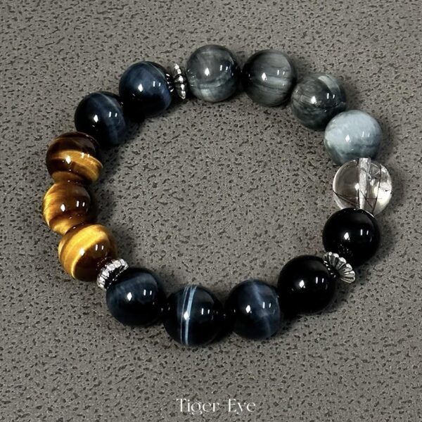 "Esencia de Fortuna"- Pulsera de Ojo de Tigre y Obsidiana