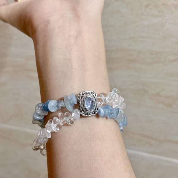 "Melodía del Océano"-PULSERA DE FRAGMENTO CRISTAL AGUAMARINA