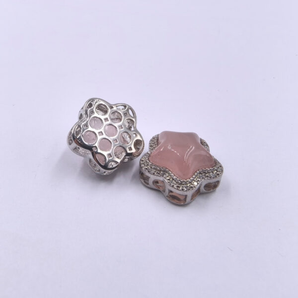 Abalorio en Forma de Estrella de Cuarzo Rosa Hueco