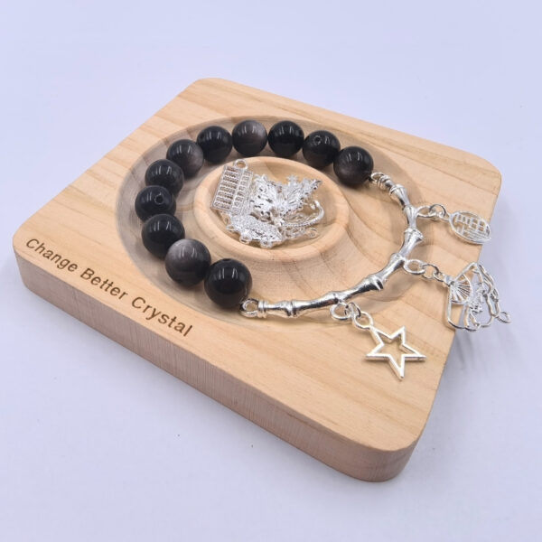 Brazalete Medio Metálico Tipo Bambú – Plata Brillante – Con Opción para Colgar Colgante