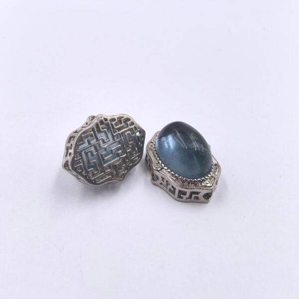 Abalorio Ovalado Hueco de Fluorita Azul